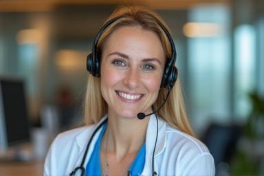 ClearPath Medical support specialist on phone with client