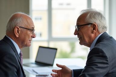 Two senior consultants discussing strategy